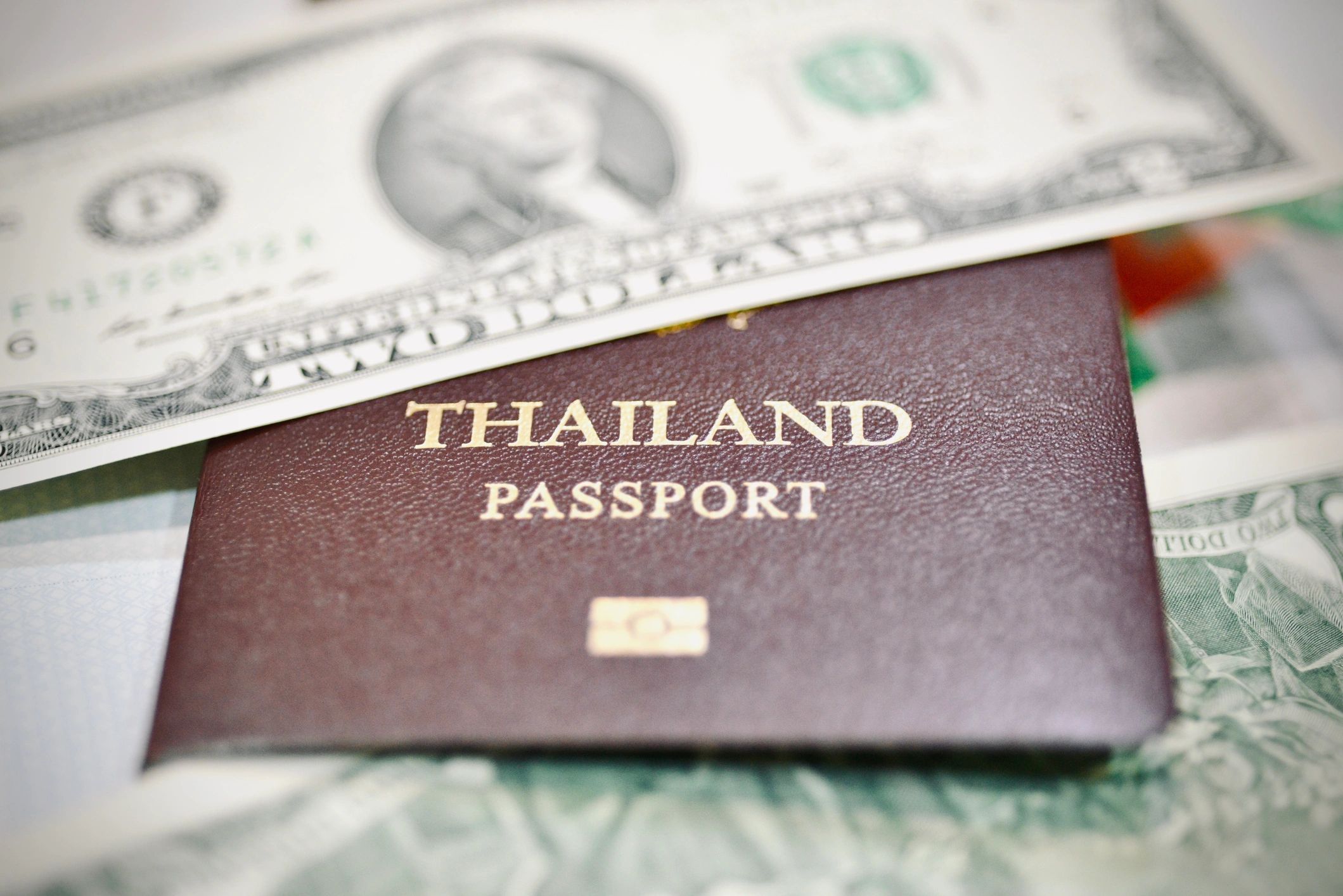 Passport and documents representing visa paperwork