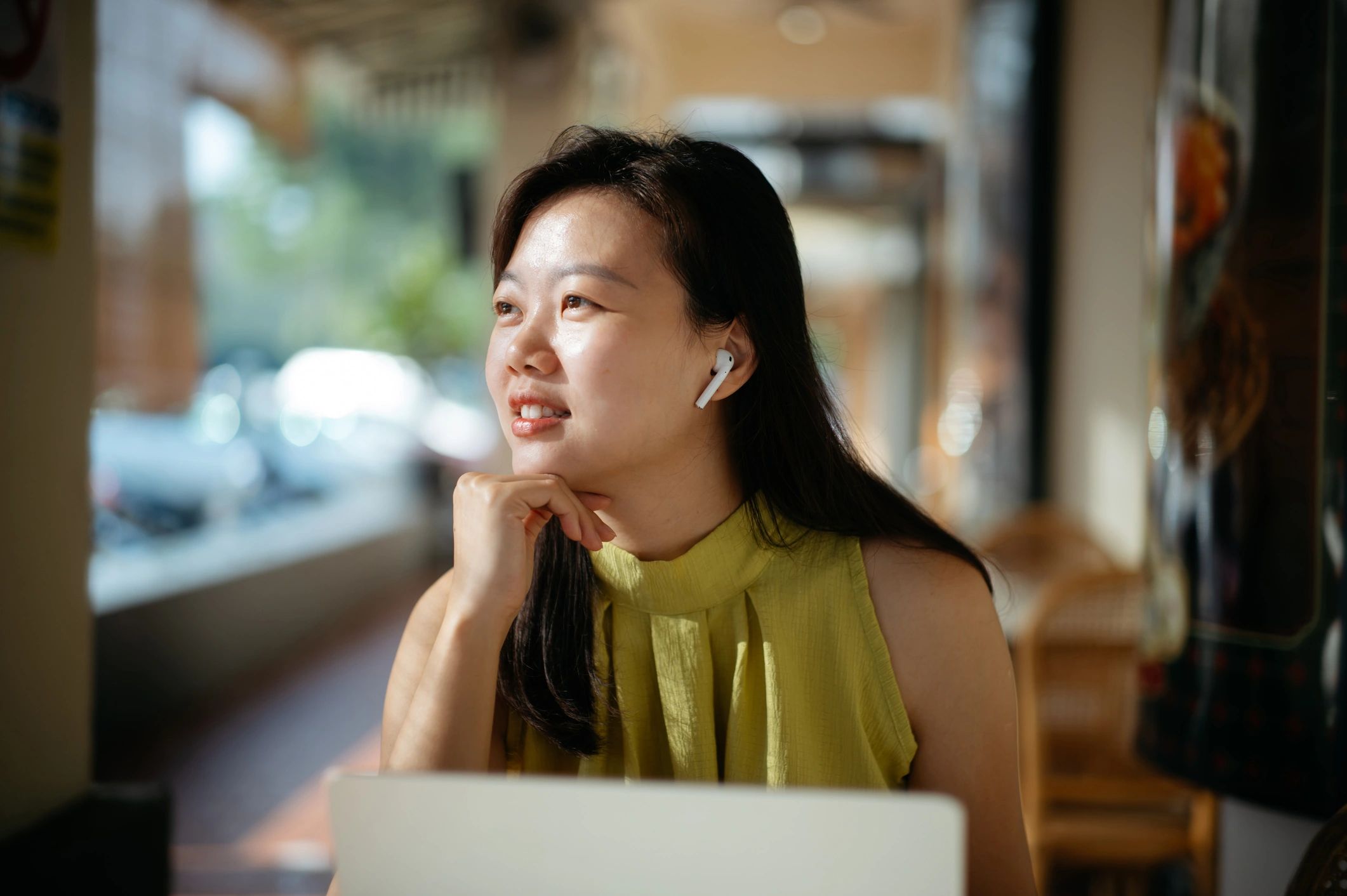 Remote work in a cafe with laptop