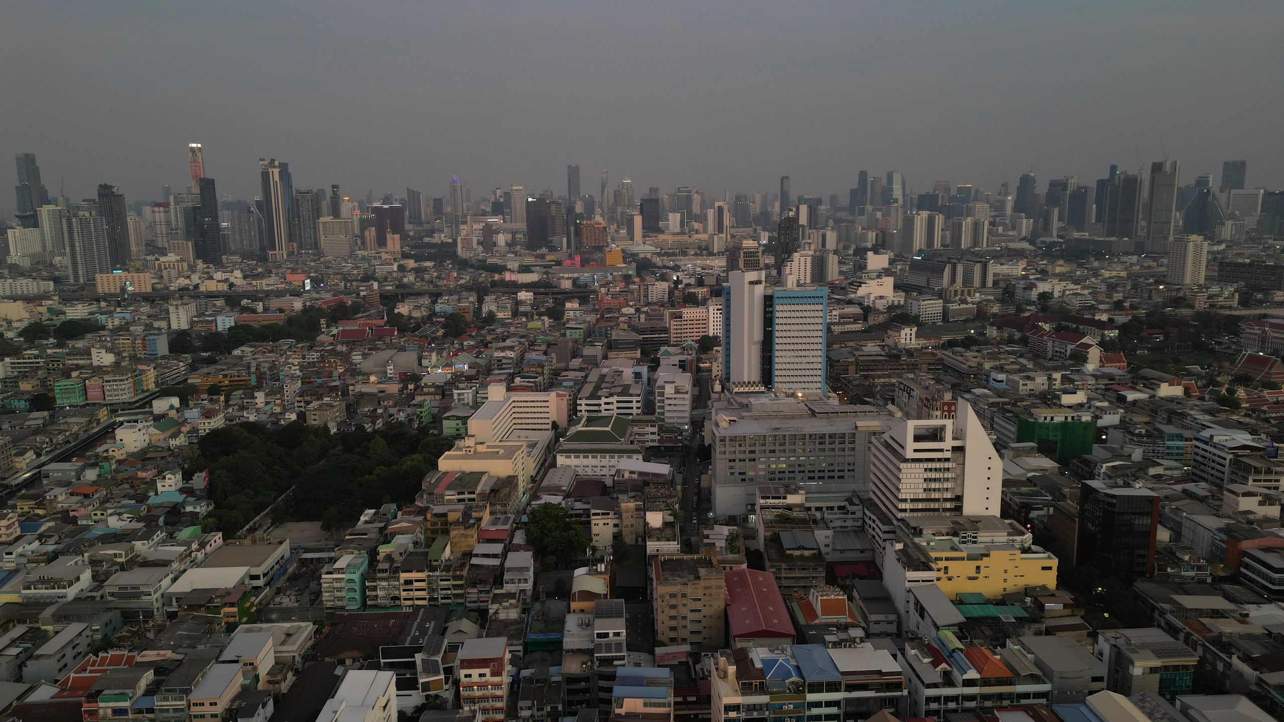 Bangkok city profile at dusk