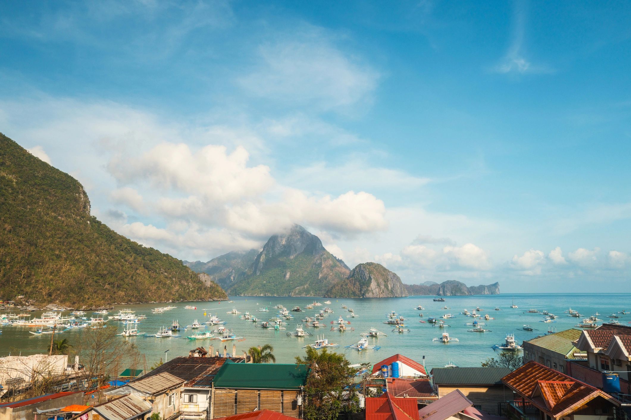 Aerial view of El Nido, Palawan coastline