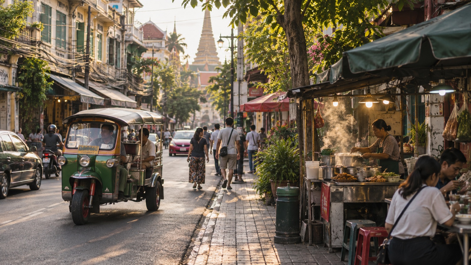 A candid everyday street scene in Bangkok