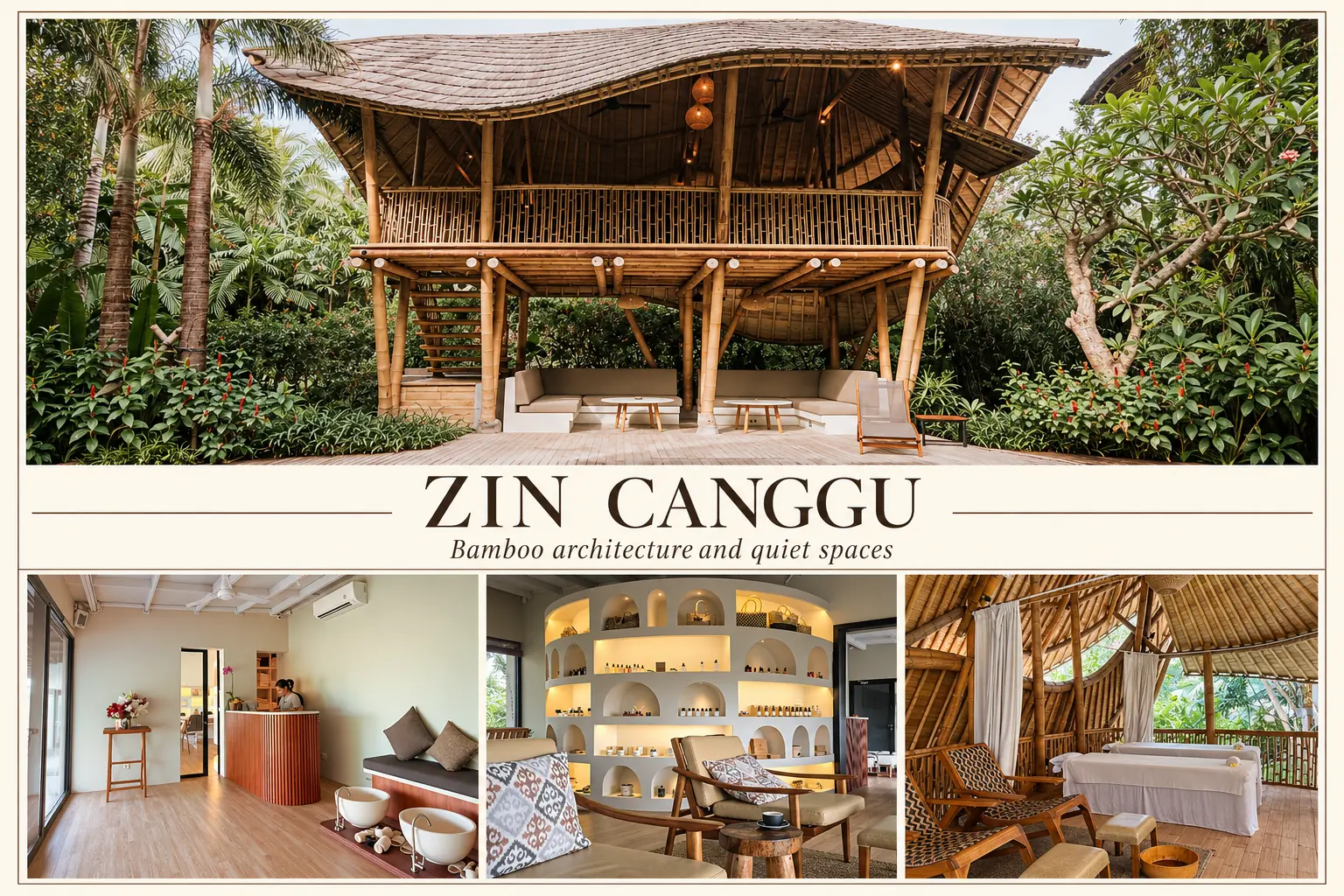 ZIN Canggu open bamboo pavilion and timber lounge